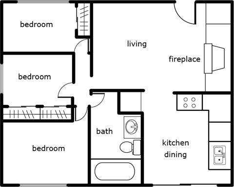 elizabeth anne 3 bed 1 bath 1008 SF